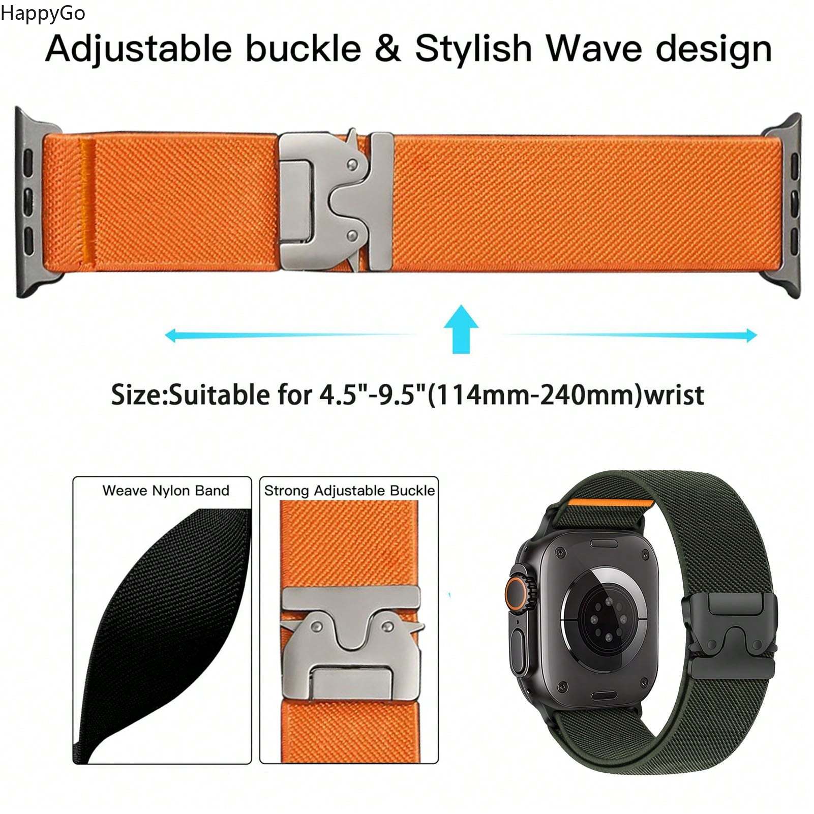 Parachute Strap Elastic - Wide Stretchy Nylon Wrist Strap with