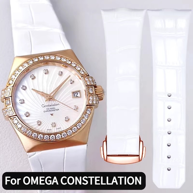 Curved leather watch strap wom - đánh giá và giá Omega Watch Constellation