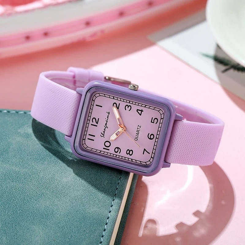 Fashion Rectangle Dial Ladies  - đánh giá và giá Silicone Band Women