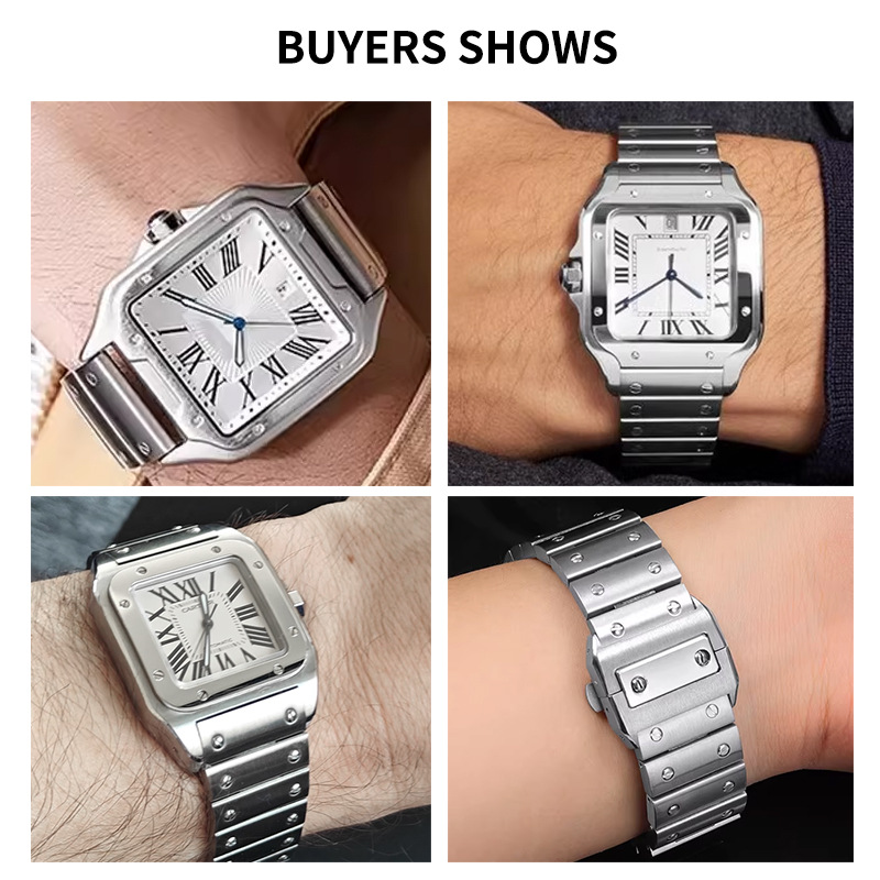 Stainless Steel Watch Strap Me - đánh giá và giá Cartier Watch Santos